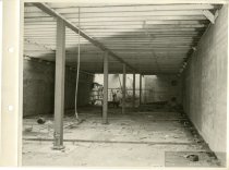 Black and white photograph of interior reconstruction, taken in March 1951