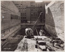 Black and white photograph of construction