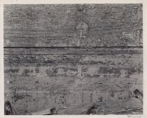 Black and white photograph of brick wall