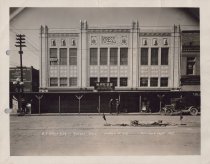 Black and white photograph of corner view of building