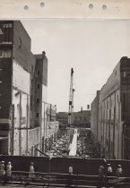 Black and white photograph of construction