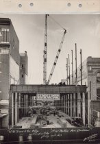 Black and white photograph of construction