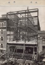 Black and white photograph of construction