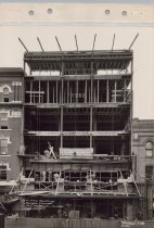 Black and white photograph of construction