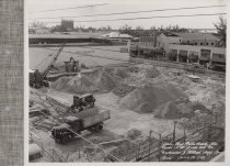 Black and white photograph of construction