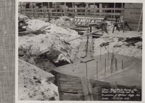 Black and white photograph of construction