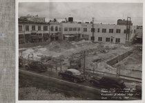 Black and white photograph of construction