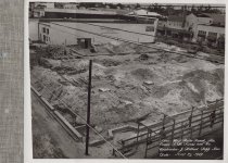 Black and white photograph of construction