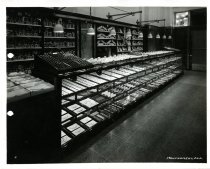 Black and white photograph of interior jewelry sales area, taken in 1929 or