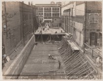 Black and white photograph of construction
