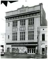 Black and white copy print of exterior rear view, originally taken in April