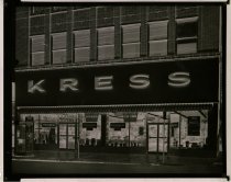 Black and white negative of exterior sign, taken in April 1964 by Joe Aloia