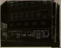 Black and white negative of exterior sign, taken in April 1964 by Joe Aloia