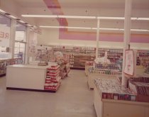 Color photograph of cashier stations