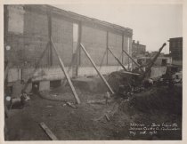 Black and white photograph of construction