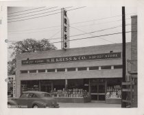 Black and white photograph of Kress store front