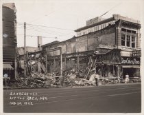 Black and white photograph of demolition