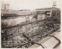 Black and white photograph of demolition