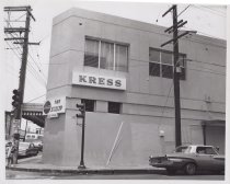 Exterior view of Kress store front from sidewalk