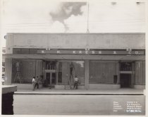 Exterior view of Kress store front under construction