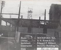 Interior view of Kress building under construction