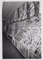 Black and white photograph of Kress greeting cards section