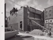 Black and white photograph of Kress side alley under construction