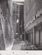 Black and white photograph of Kress side alley under construction