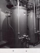 Black and white photograph of Kress boiler room