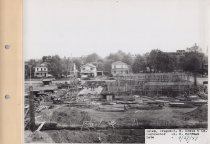 Black and white photograph of Kress construction site while the foundation