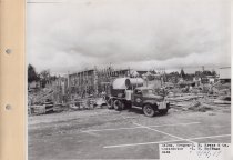 Black and white photograph of Kress construction site while the frame was b