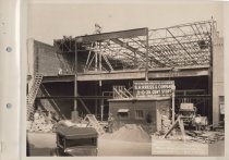 Black and white photograph of Kress construction site from the rear