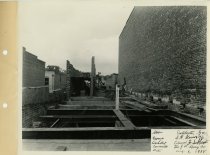 Elevated exterior view of contruction next to Kress store