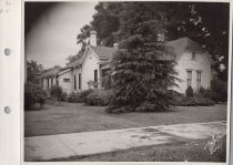 Black and white photograph of residential home