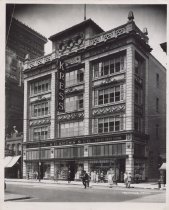 Black and white photograph of Kress construction site with foundation being