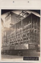 Black and white photograph of Kress construction site with walls being buil