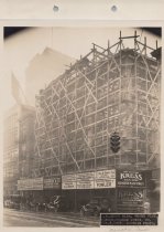 Black and white photograph of Kress construction site with walls being buil