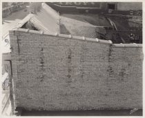Black and white photograph of Kress rooftop angeld down