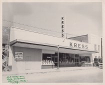 Black and white photograph of Kress store front