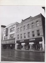 Black and white photograph of Kress store front