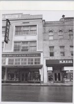Black and white photograph of Kress store front