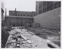 Black and white photograph of Kress construction site