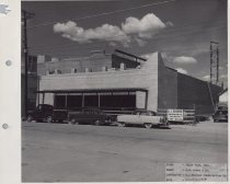 Black and white photograph of Kress construction site with the walls being