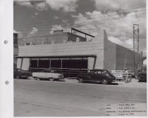 Black and white photograph of Kress construction site with the walls being