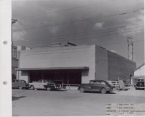 Black and white photograph of Kress construction site with the walls being