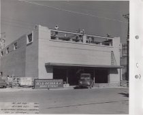 Black and white photograph of Kress construction site with the walls being