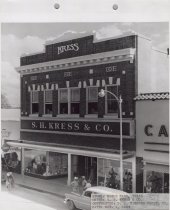 Black and white photograph of Kress store front under construction