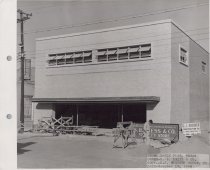Black and white photograph of Kress store front under construction