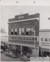 Black and white photograph of Kress store front