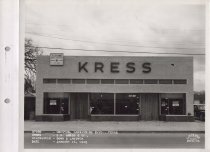 Black and white photograph of Kress store front under construction